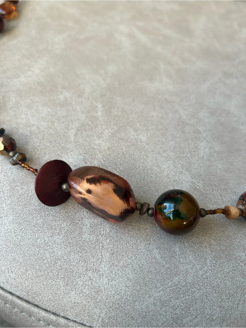 ✨Vintage Handcrafted Brown & Amber Beaded Women’s Necklace